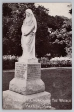 At Smallest Church in World in Festina Iowa c1950s Postcard