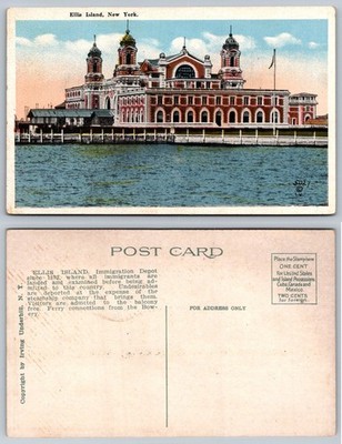 Vintage Ellis Island New York Postcard Irving Underhill Immigration Depot
