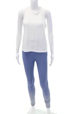 Beyond Yoga Womens Round Neck Sleeveless Tank Top Leggings Set White Size XS