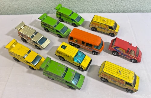 VTG LOT - 10 Hot Wheels Diecast Cars - All 1970s - Vans or Van Type Vehicles