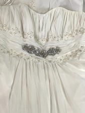 David's Bridal Ivory Strapless Plus Size 18W A-Line Chiffon Beaded Wedding Dress