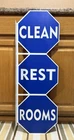 Clean Rest Rooms Flange Sign Oil Gas Station 2 Sided Vintage Style Wall Decor