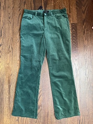 Talbots Petites Signature Boot Green Velvet Pants 10P New with Tags