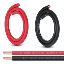 4/0 Gauge Battery Cable Set - 5FT Red  5FT Black Pure Copper Wire for Automotiv