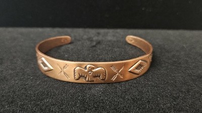 Vtg 1960s Bell Trading Post, Solid Copper, Thunderbird, South West Cuff Bracelet