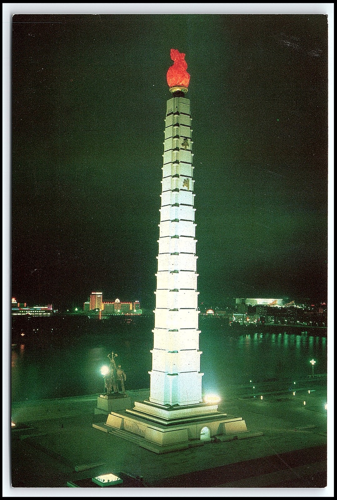 Vintage Dprk Pyongyang Juche Idea Tower Monument North Korea Chrome Pc