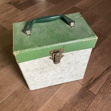 Vintage 1960s 45 RPM Vinyl Record Carrying Case Storage Box Green Atomic MCM