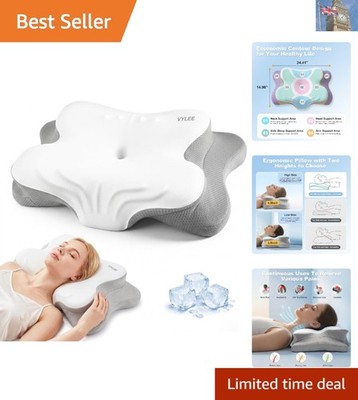 Verstellbares ergonomisches Nackenkissen - Kühlender Memory-Schaum für Schmerzlinderung & Komfort