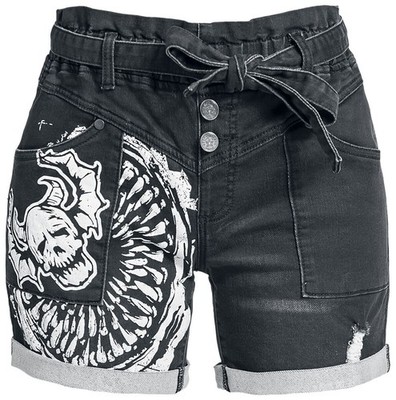 Stranger Things Short Damen Hellfire Club dark denim Fan-Merch, Filme