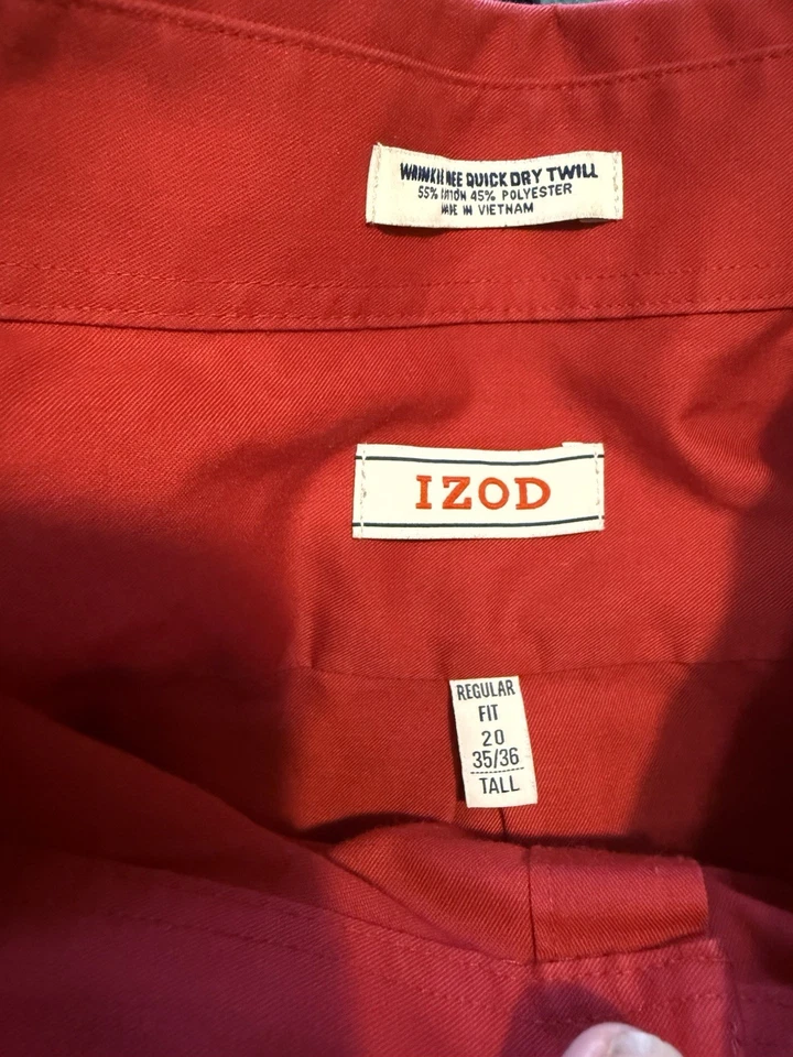 Lote de 2 camisas sociais masculinas Izod 20 35/36 de altura botão para cima sarja seca sem rugas - Imagem 2 de 4