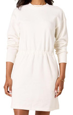 Amazon Essentials Women's Waisted Sweatshirt Dress Eggshell White Medium