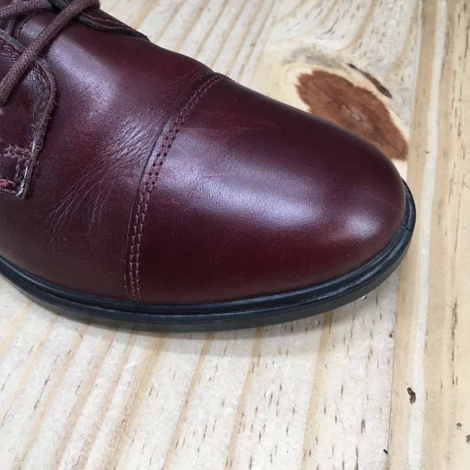 ECCO ботинки женщин 6-6,5 Touch 15 повседневный шнурует вверх лодыжки ботинок бордовая кожа - Изображение 4 из 4