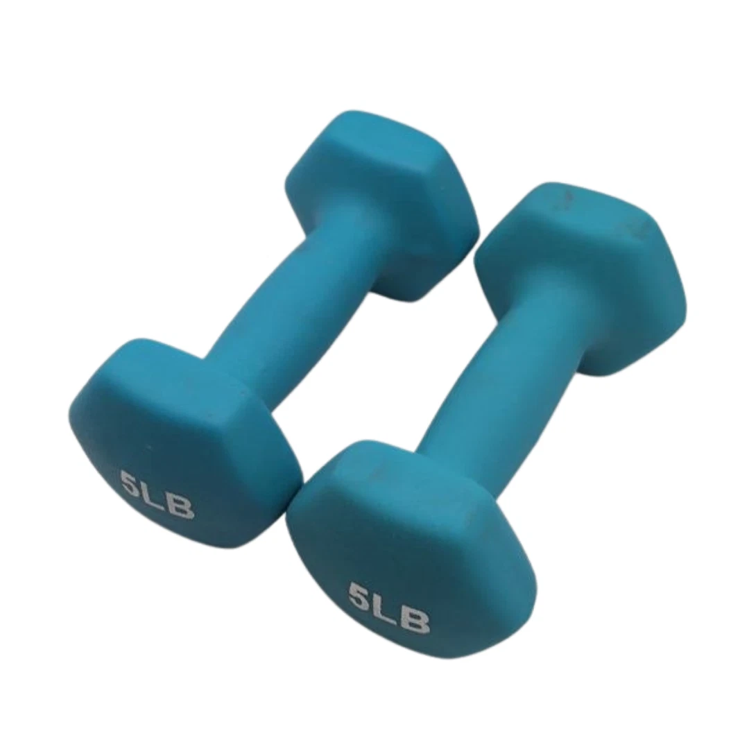 Set of 2 Neoprene Coated Dumbbell Hand Weights AntiSlip AntiRoll 5 LB Each Pair