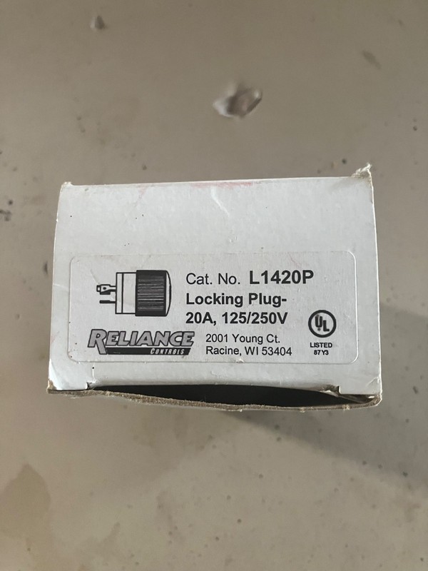 NEW 1-pc RELIANCE CONTROLS LOCKING PLUG L1420P 20A 125/250V COMMERCIAL