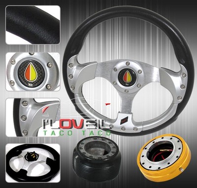 320mm Detachable Steering Wheel Kit + Thin Quick Release + Hub Adapter + Horn