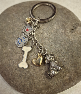 BICHON FRISE Dog Key Chain Silver-Tone with Charms Best in Show I Love My Dog