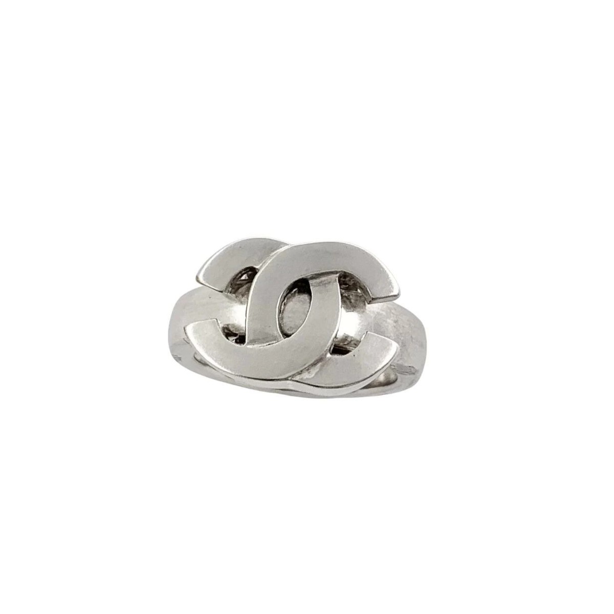 CHANEL Ring 01P Coco Mark Move Silver Logo Ring | eBay