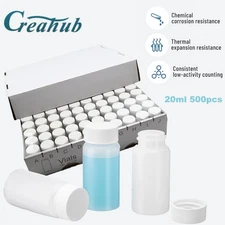 500Pcs 20mL Scintillation Vial HDPE Scintillation Vials w/22-400 White Screw Cap