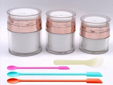 Airless Pump Bottles Empty Cosmetic Container w/ Silicone Spatula Set ROSE GOLD
