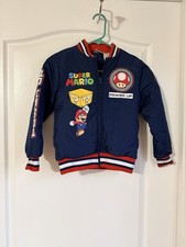 Super Mario Boys Jacket Size 8 Nintendo Bomber Zip Coat Mario Luigi Bowser
