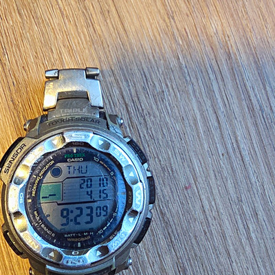 Casio Pro Trek Tough Solar Atomic Altimeter Digital 200M Silver Metal Bracelet