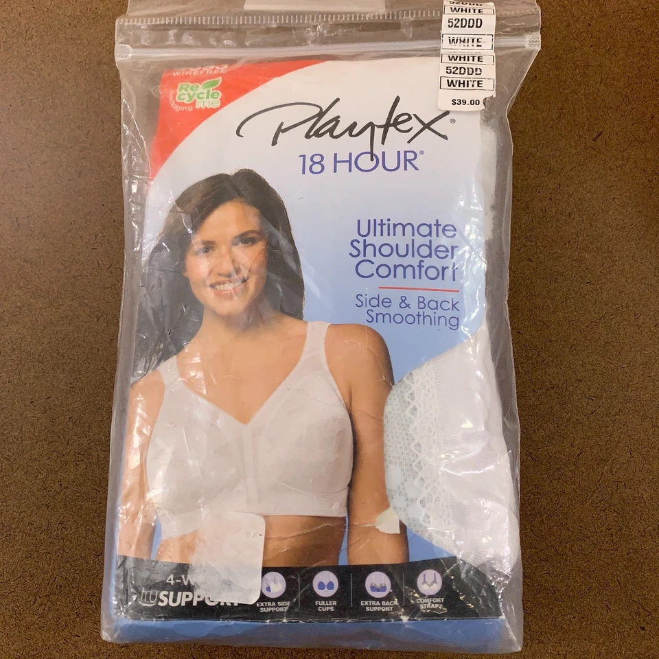 Playtex Womens 52DDD White 18 Hour Ultimate Shoulder Comfort Wireless Bra NWT - Image 4 of 4