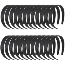 Black Satin Covered Headbands for Women or Teens (4.8 x 5.75 x 1 In, 24 Pack)