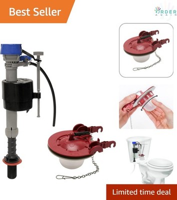 Toilet Repair Kit Fill Valve 3-Inch Flapper Plastic Universal for Inside Use