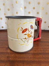 Vintage ANDROCK Hand-i-Sift Flour Sifter Red Handle Farmhouse 1940s Metal Retro