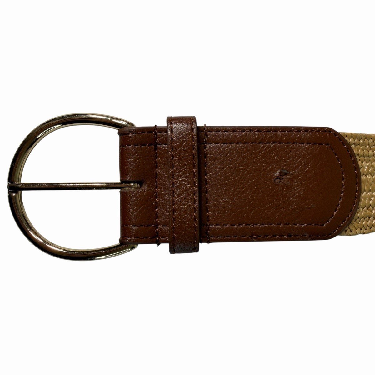 Banana Republic Brown Wide Stretch Belt Leather Whipstitch Brass Studs Size M/L Banana Republic Brown Wide Belts for Women for sale | eBay main image 3