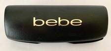 BeBe Eyeglass Sunglass Case Black Faux Leather Golden Logo Hard Clamshell Only