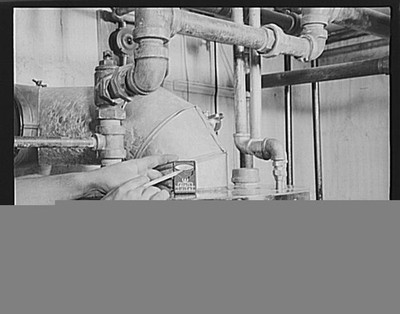 Photo:Oil Fuel Conservation 1940s Industrial Boiler Pipes Hand Fueling