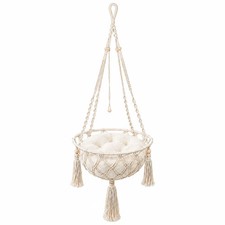 Hand Woven Cat Hanging Hammock Indoor Pet Basket with Cushion