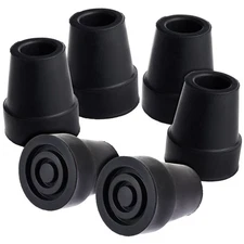 6 Pieces 3/4" Black Rubber Replacement Tip Cap for Hiking Stick, Cane, Walker