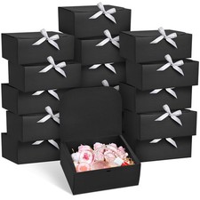 15 Pack Gift Boxes Lids Presents 10x8x4 Inch Groomsmen Proposal Black Ribbon