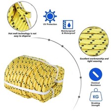 1/2" 100' Bull Rope Double Braid Polyester Rope 6180Lbs Breaking Strength Yellow