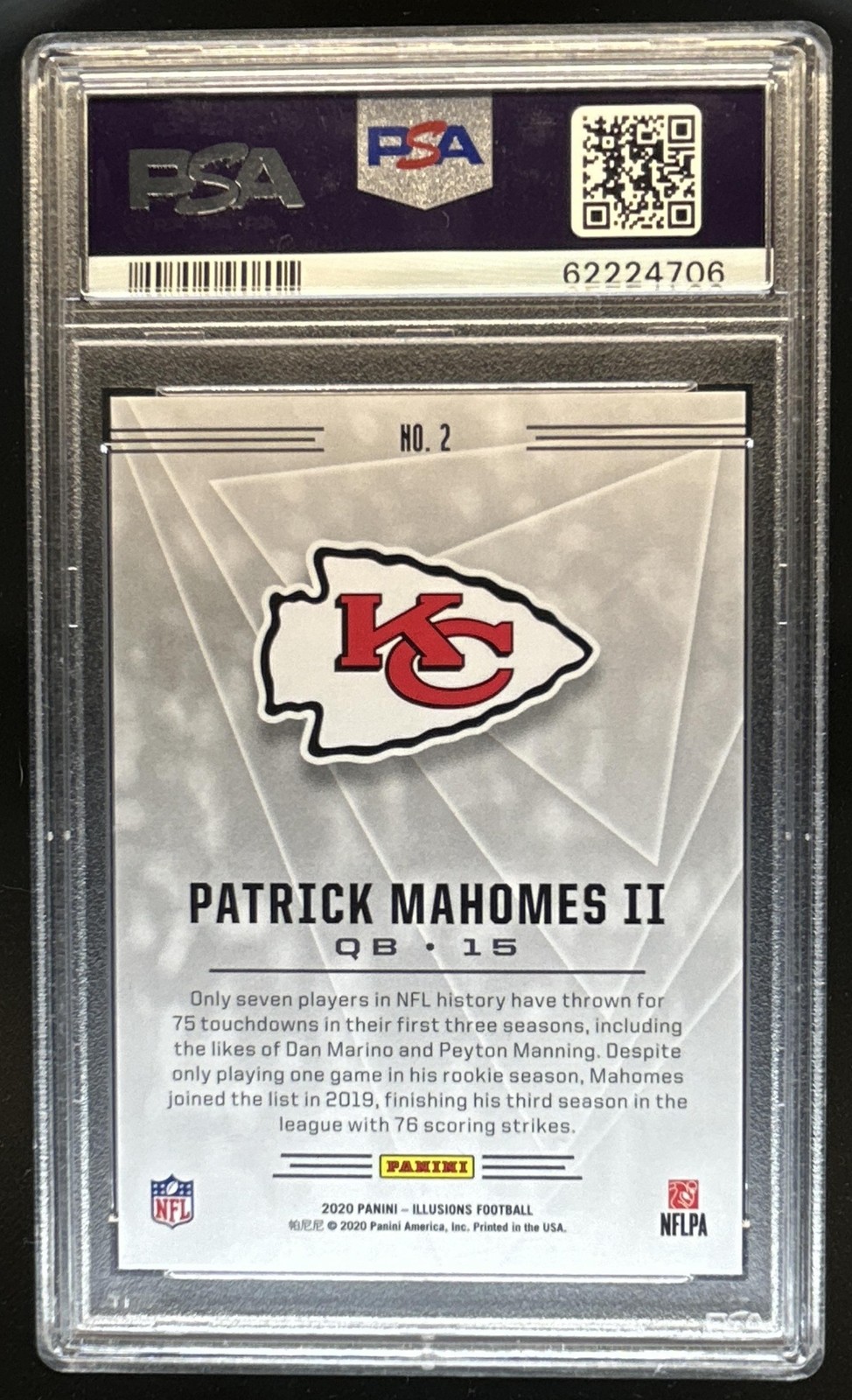 2020 Illusions Patrick Mahomes II Trophy Collection Light Blue #/199 PSA 10 view 2