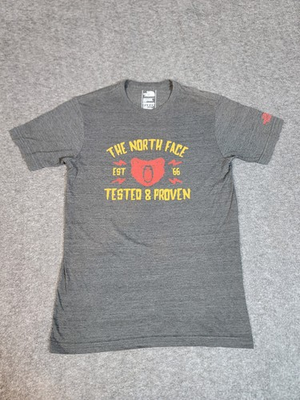 #ad The North Face Bear Tested amp; Proven Logo Men Hiking T Shirt Size S Gray Slim Fit $20.00
