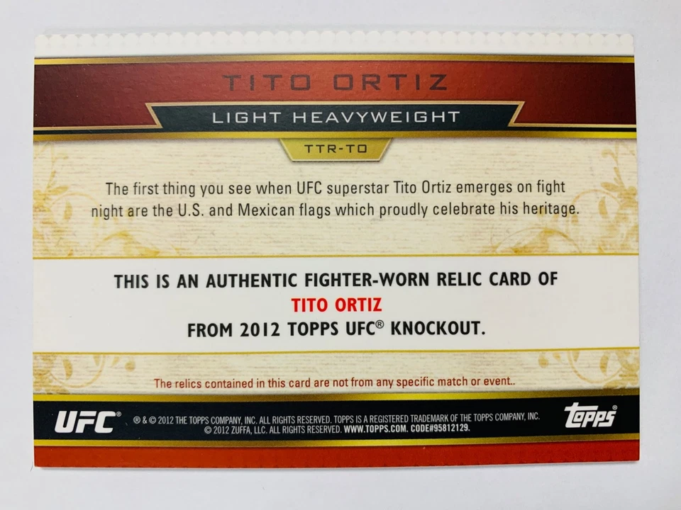 2012 TRIPLE THREADS UFC MATERIAL /36 TITO ORTIZ #TTR-TO - Image 2 of 2