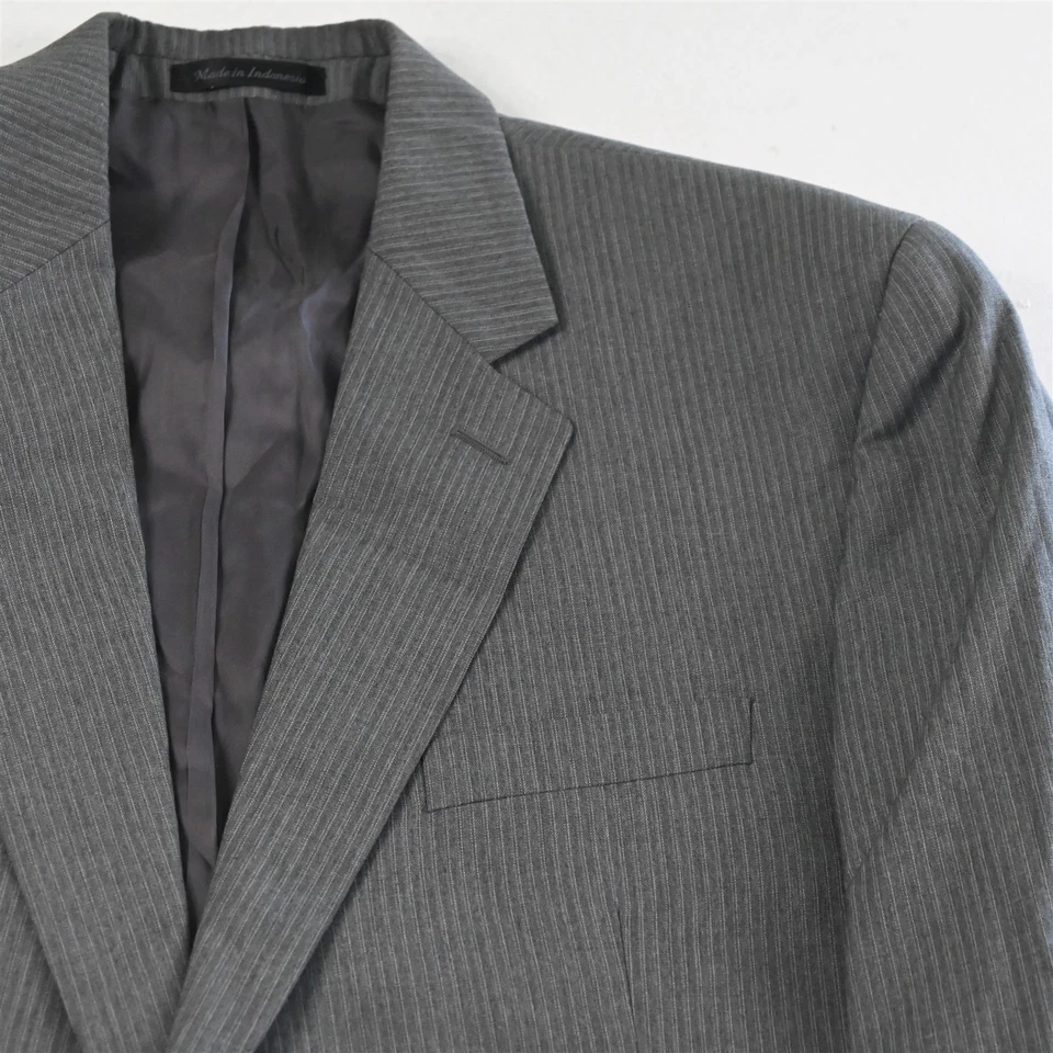 IZOD 44L 38x34 Gray Striped Wool Mens Jacket Pants Suit - Image 3 of 4