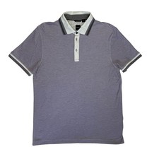 BOSS Hugo Boss Slim Fit Polo Shirt Purple White Collar Mens XL Logo