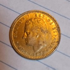 Spain 1975 1 Peseta Coin Gold Juan Carlos I Spanish Currency