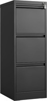🔥3 Drawer File Cabinet w/Lock Heavy Duty Filing Cabinet for Home Office Storage