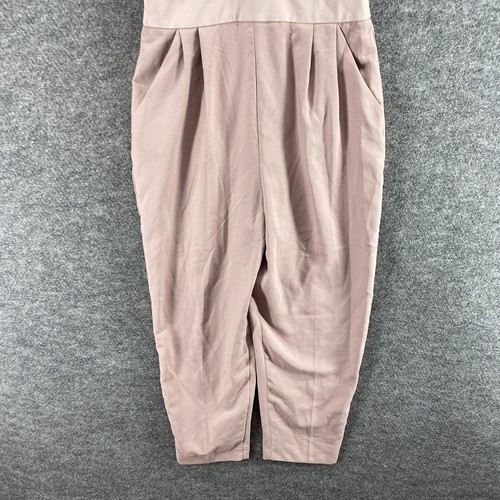 New Asos Jumpsuit Women 6 Beige Sleeveless V-Neck Pockets Casual One Piece - Picture 4 of 8