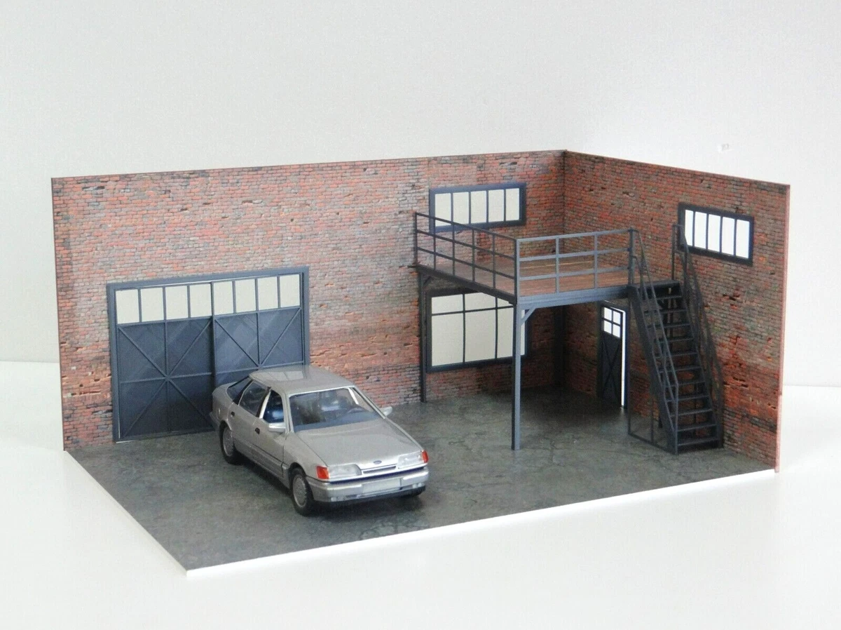 Scale 1:24 Diorama two-floor brick garage Model cars display Diorama model  kit