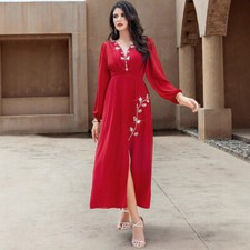 Dubai Abaya Elegant Women Long Dress Muslim Kaftan Evening Rhinestone Party Gown