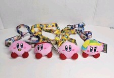 Kirby Pink Plush Keychain Nintendo Banpresto Japan with Neck Strap. Set of 4