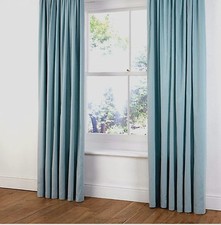 B&Q FAUX SUEDE  RING TOP LINED CURTAINS  in DUCK EGG/LIGHT/BABY BLUE  54" X 72" 