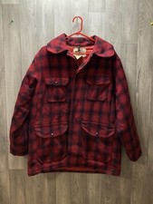 Vintage Woolrich 523 Red Buffalo Plaid Chore Wool Hunting Jacket Men's Size 42