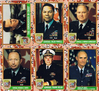 Desert Storm Yellow Shield Series1 Topps 1991 SINGLES $1each+Discounts+Stickers.